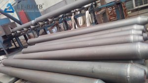 Shot-blasted space frame steel tubes with welded cone ends before galvanizing